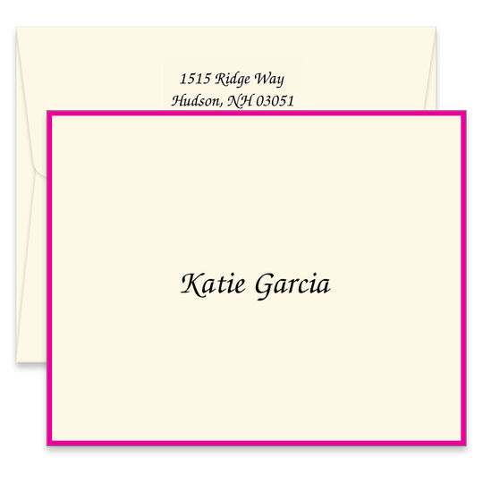 Bordered Folded Note Cards in Color of Your Choice - Raised Ink